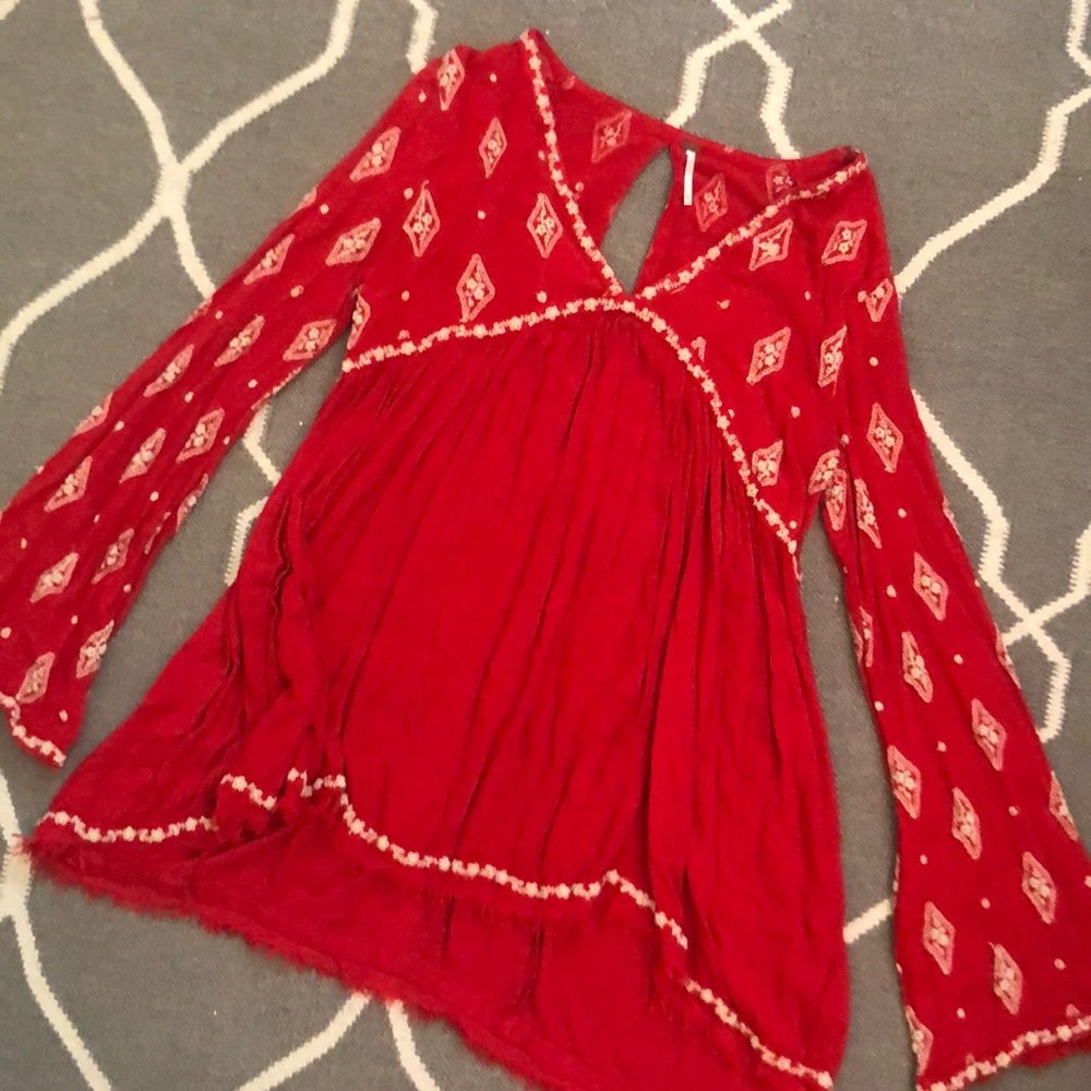 Red free people tunic